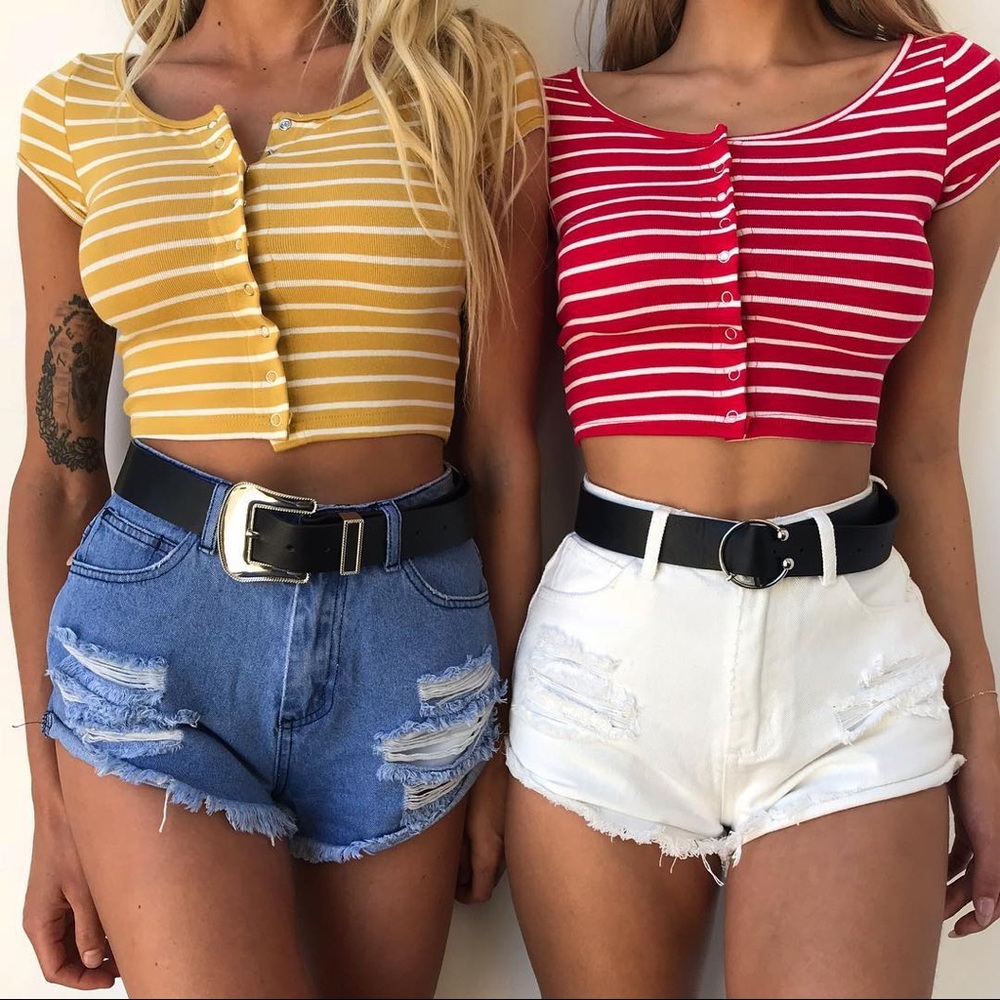 Summer Love Distressed White High Waisted Shorts